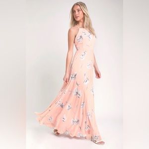 Lulu’s Eternal Joy Blush Pink Floral Print Maxi  size XL